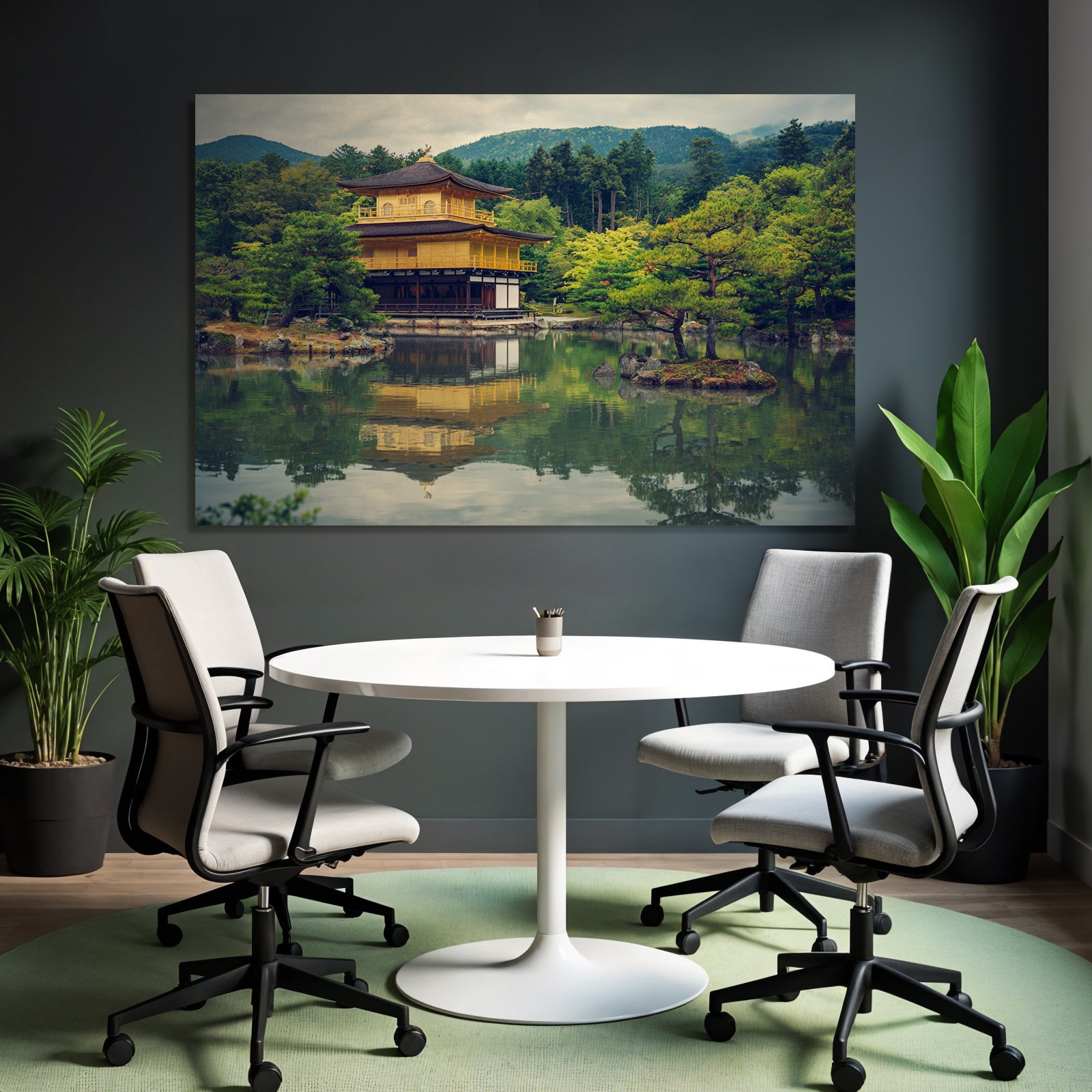 Japanischer Tempel Am Wasser Mit Spiegelung