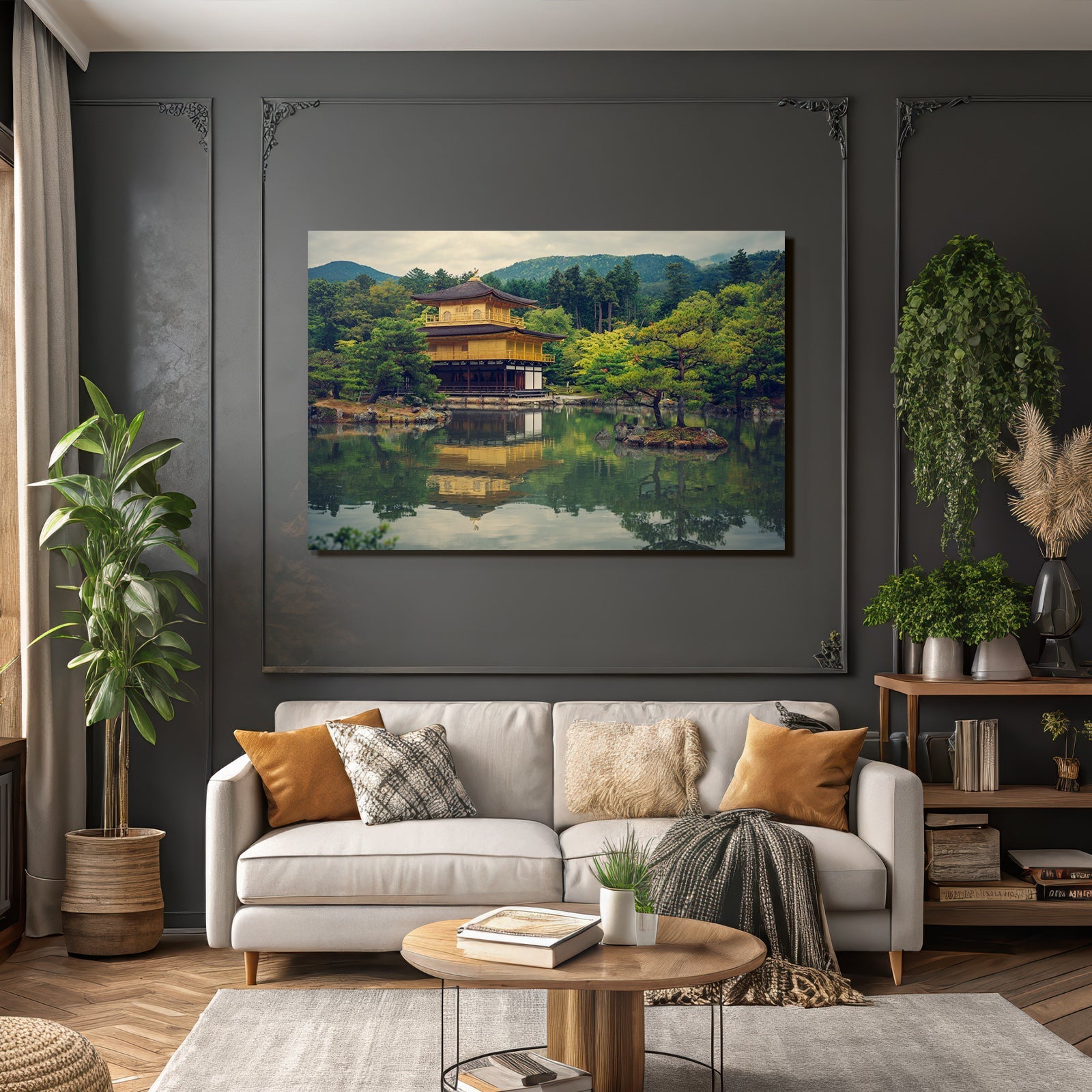 Japanischer Tempel Am Wasser Mit Spiegelung