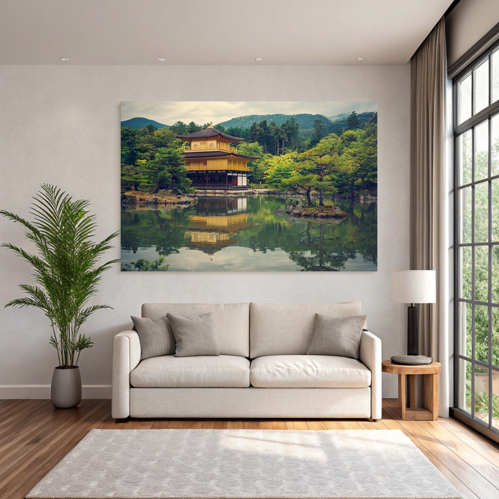 Japanischer Tempel Am Wasser Mit Spiegelung