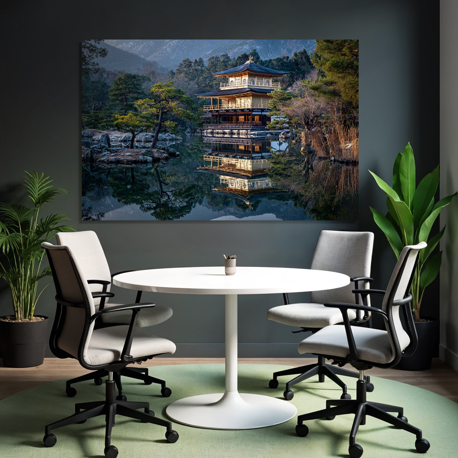 Japanischer Tempel Am Wasser Mit Reflexion Und Ruhiger Landschaft