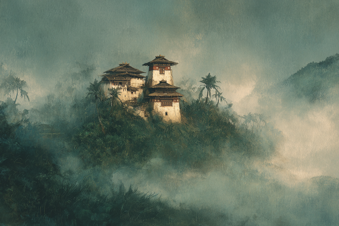 Mystische Hügellandschaft Mit Tempel Im Nebel | Asien | Laender und Reisen