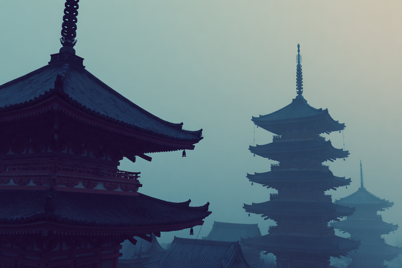 Nebelige Pagodenlandschaft | Asien | Laender und Reisen