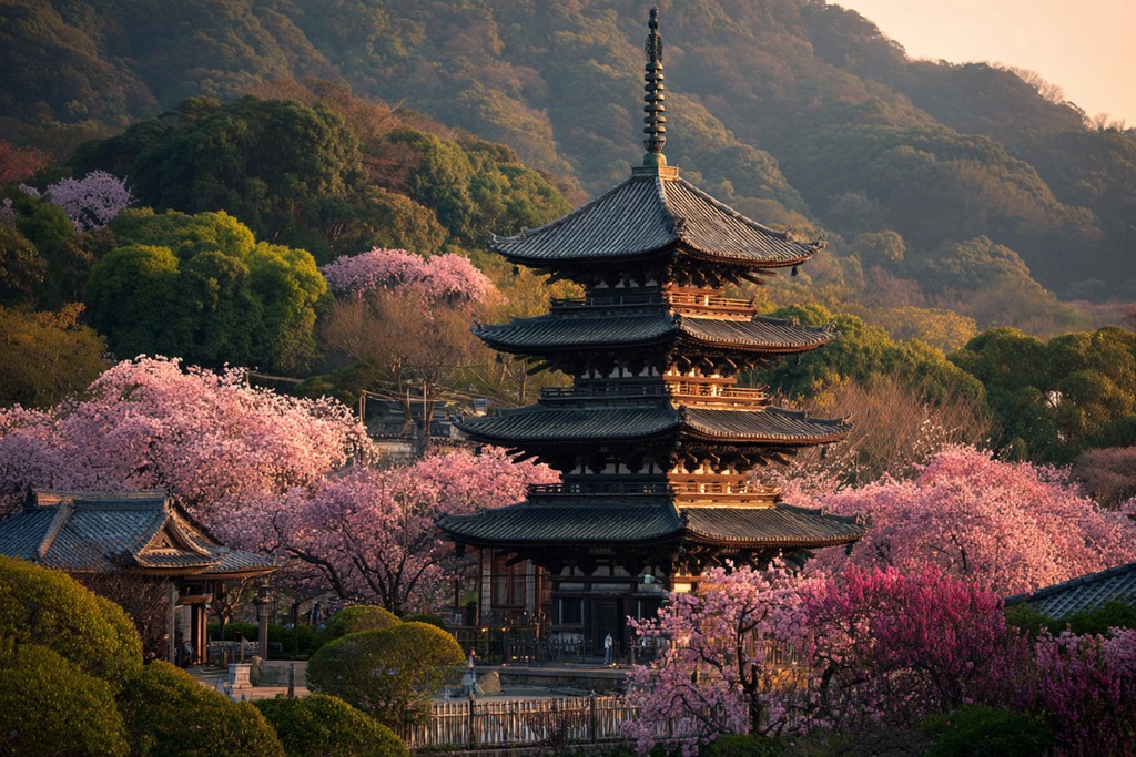 Traditionelle Pagode Mit Blühenden Kirschblüten Im Frühlingsmorgen | Asien | Laender und Reisen