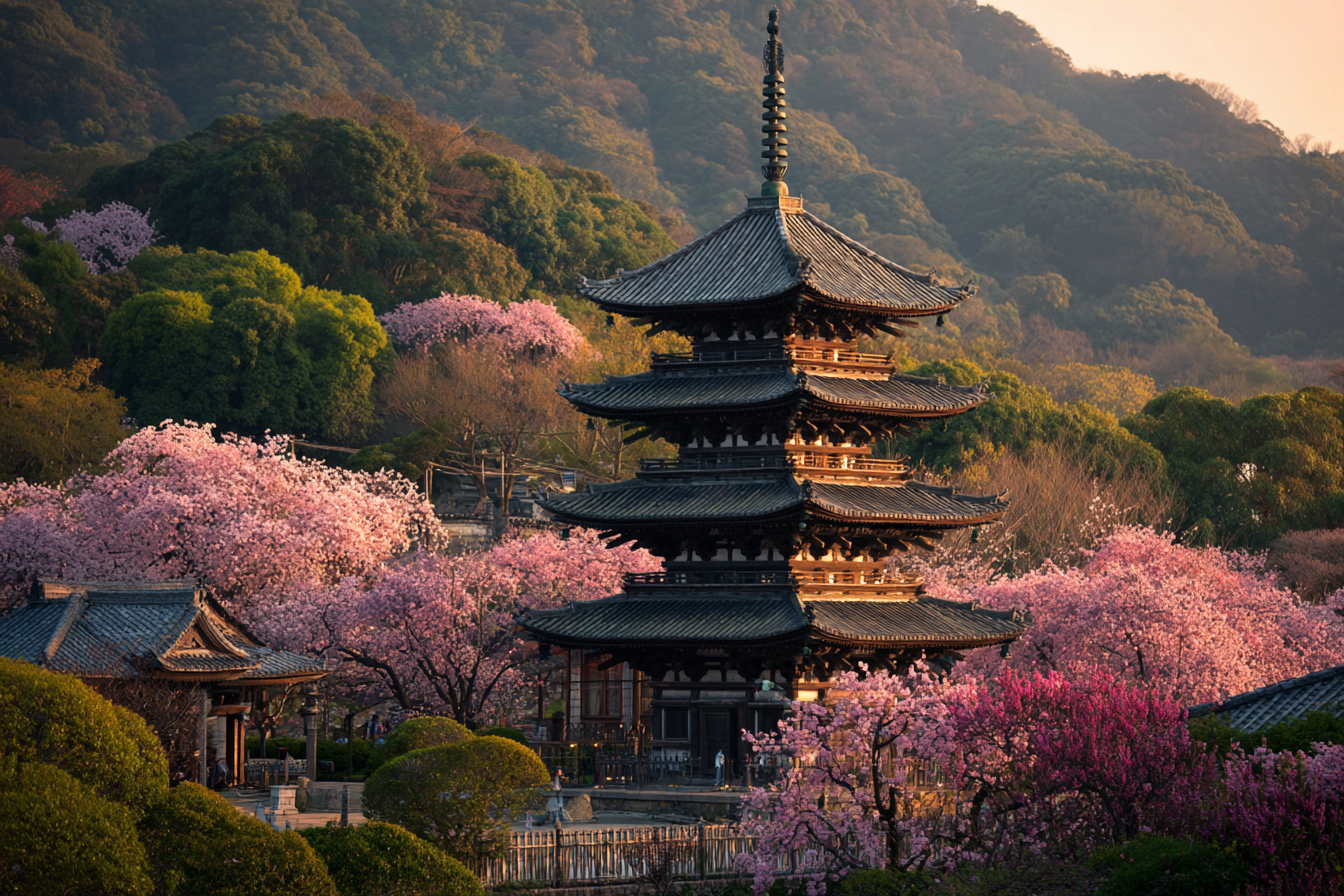 Traditionelle Pagode Mit Blühenden Kirschblüten Im Frühlingsmorgen | Asien | Laender und Reisen