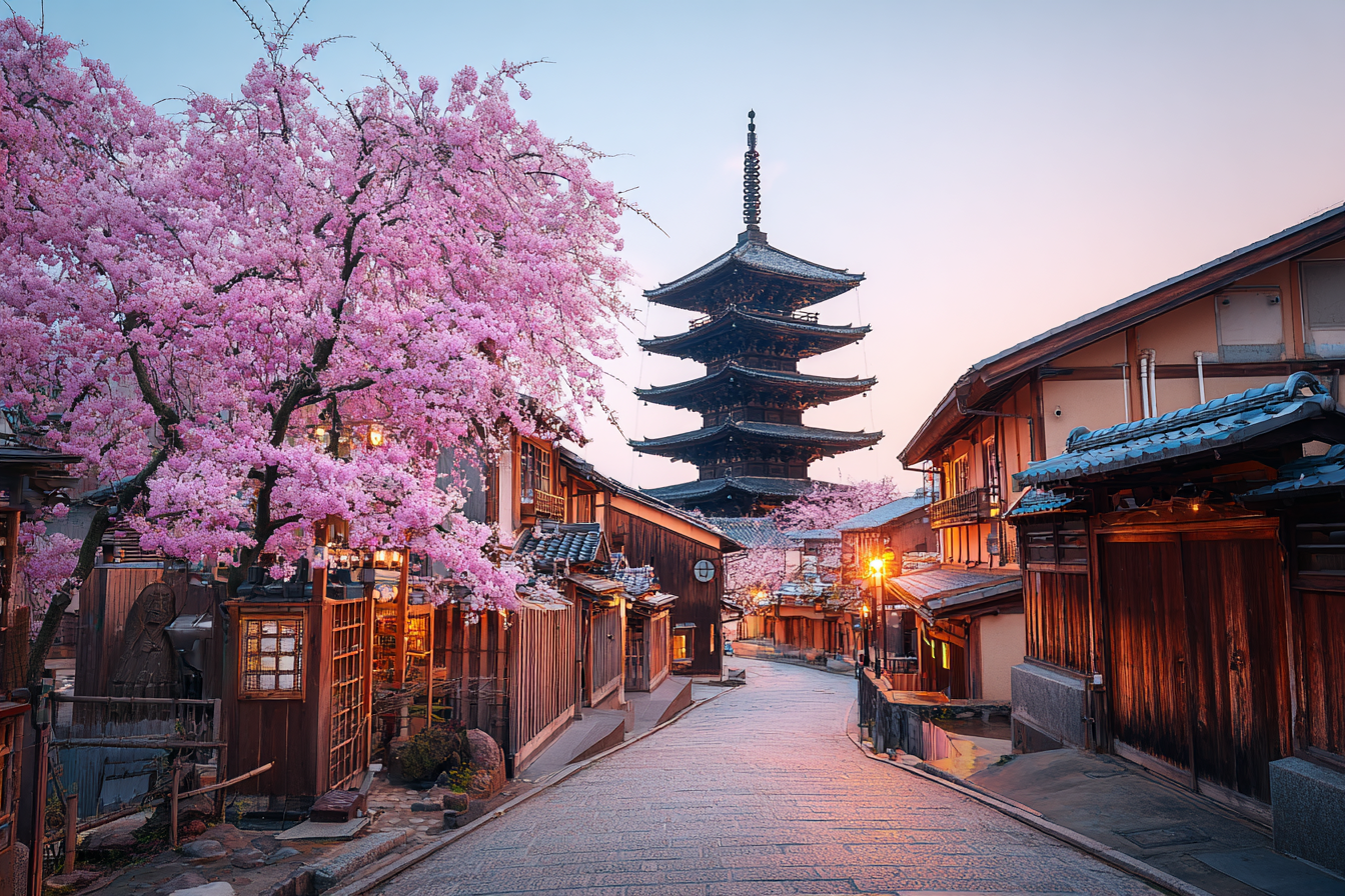 Traditioneller Pagodenblick Mit Kirschblüten | Asien | Laender und Reisen