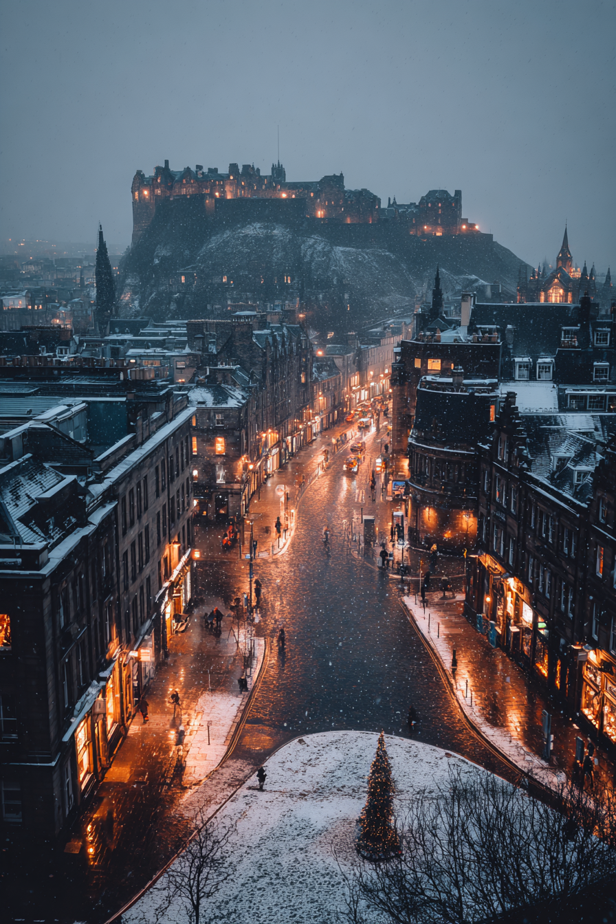 Winterabend In Der Altstadt Mit Burg Und Schneefall | Europa | Laender und Reisen