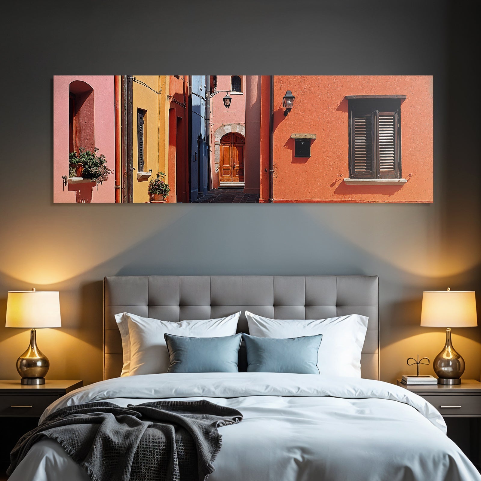 Enges Gassenviertel Mit Bunten Hausfassaden Mediterranes Flair