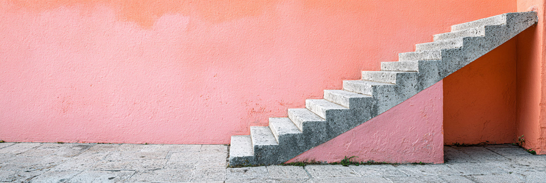 Minimalistische Betontreppe Vor Buntfarbener Wand | Europa | Laender und Reisen