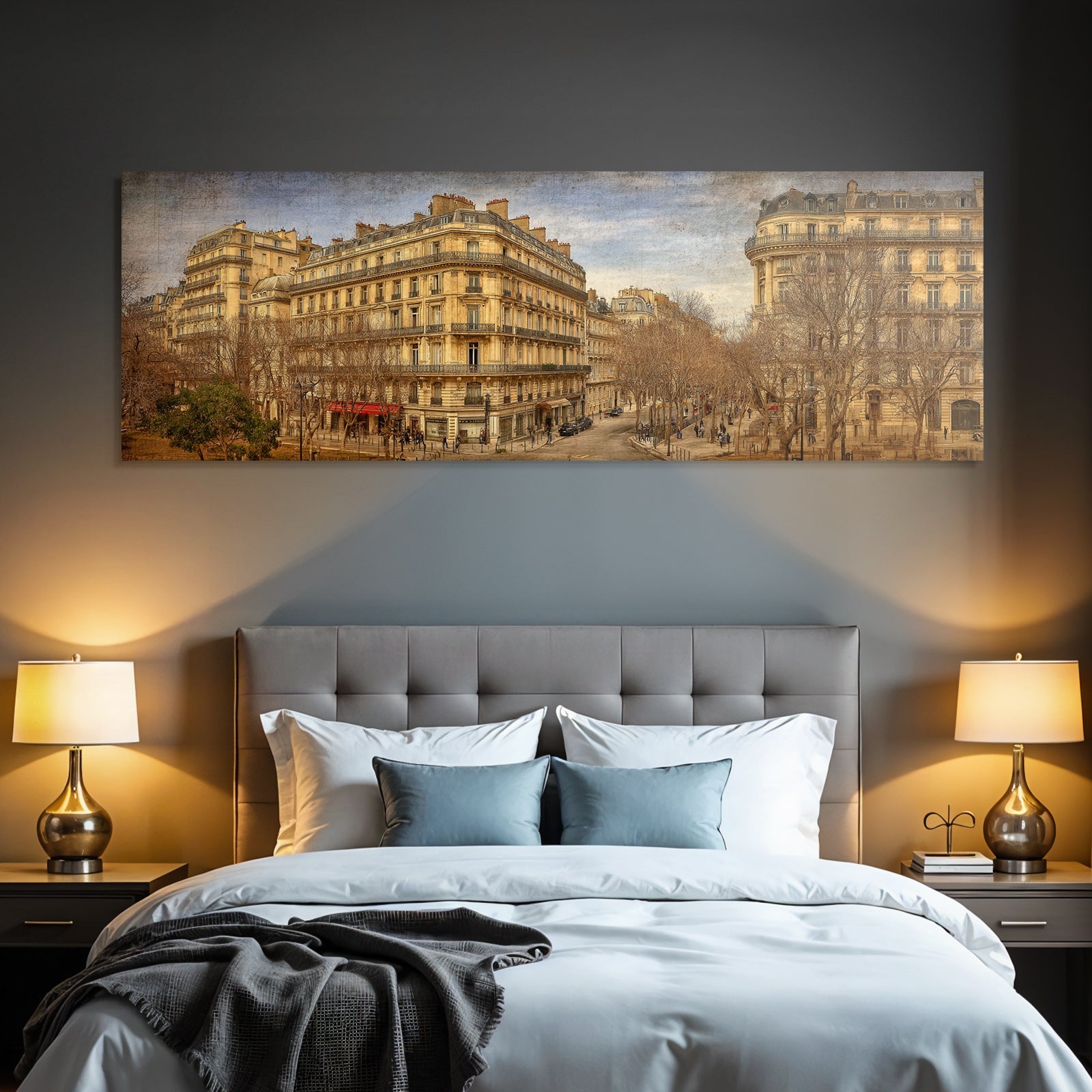 Paris Romantische Altbauarchitektur Mit Kahlen Bäumen