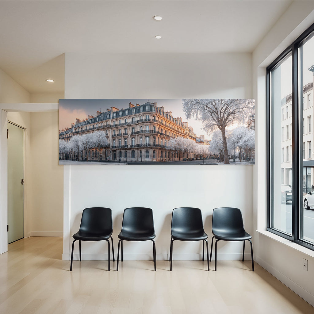 Winterliche Eische Stadt Mit Klassischer Architektur Und Schnee