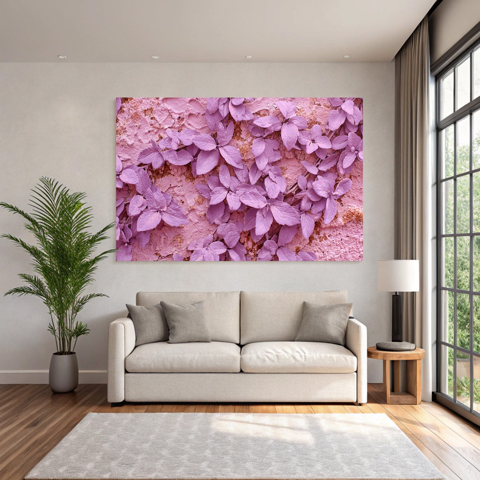 Lila Blätter Auf Rosa Oberfläche