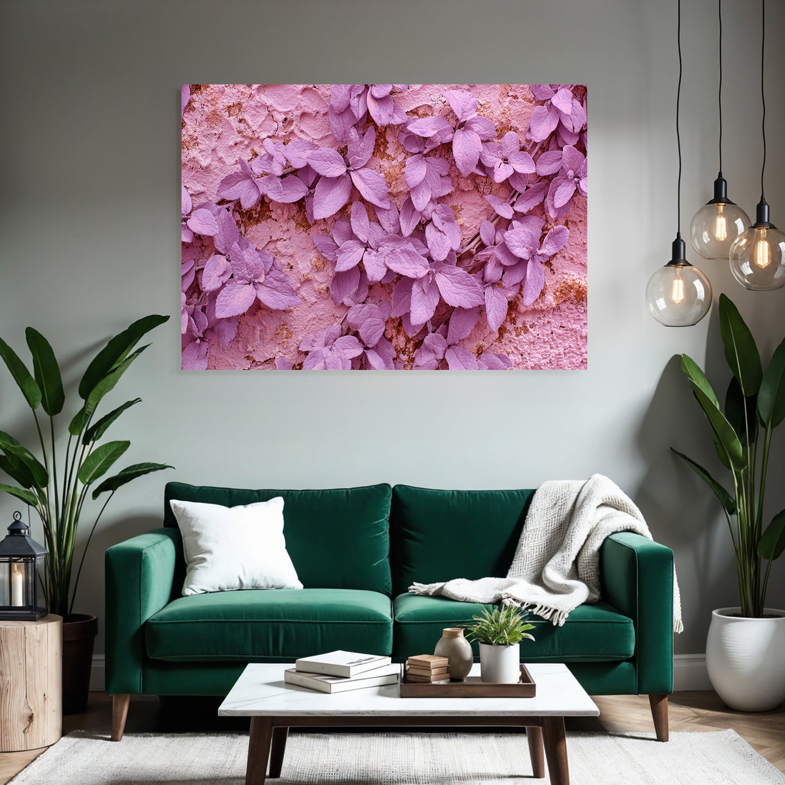 Lila Blätter Auf Rosa Oberfläche