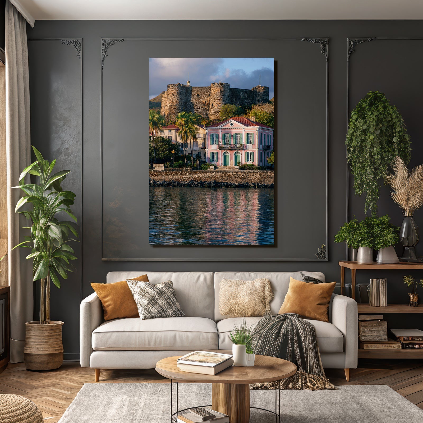 Inselwelt Karibik Pastellhaus Und Historische Festung Am Wasser