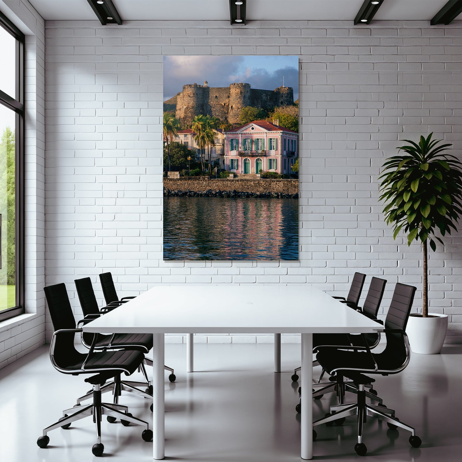 Inselwelt Karibik Pastellhaus Und Historische Festung Am Wasser