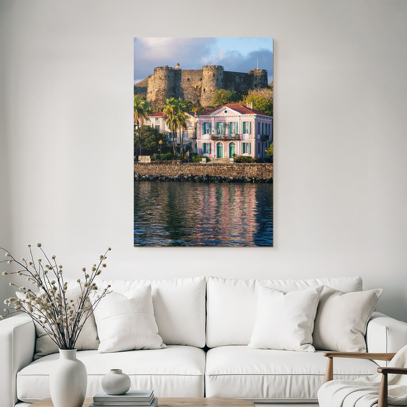 Inselwelt Karibik Pastellhaus Und Historische Festung Am Wasser