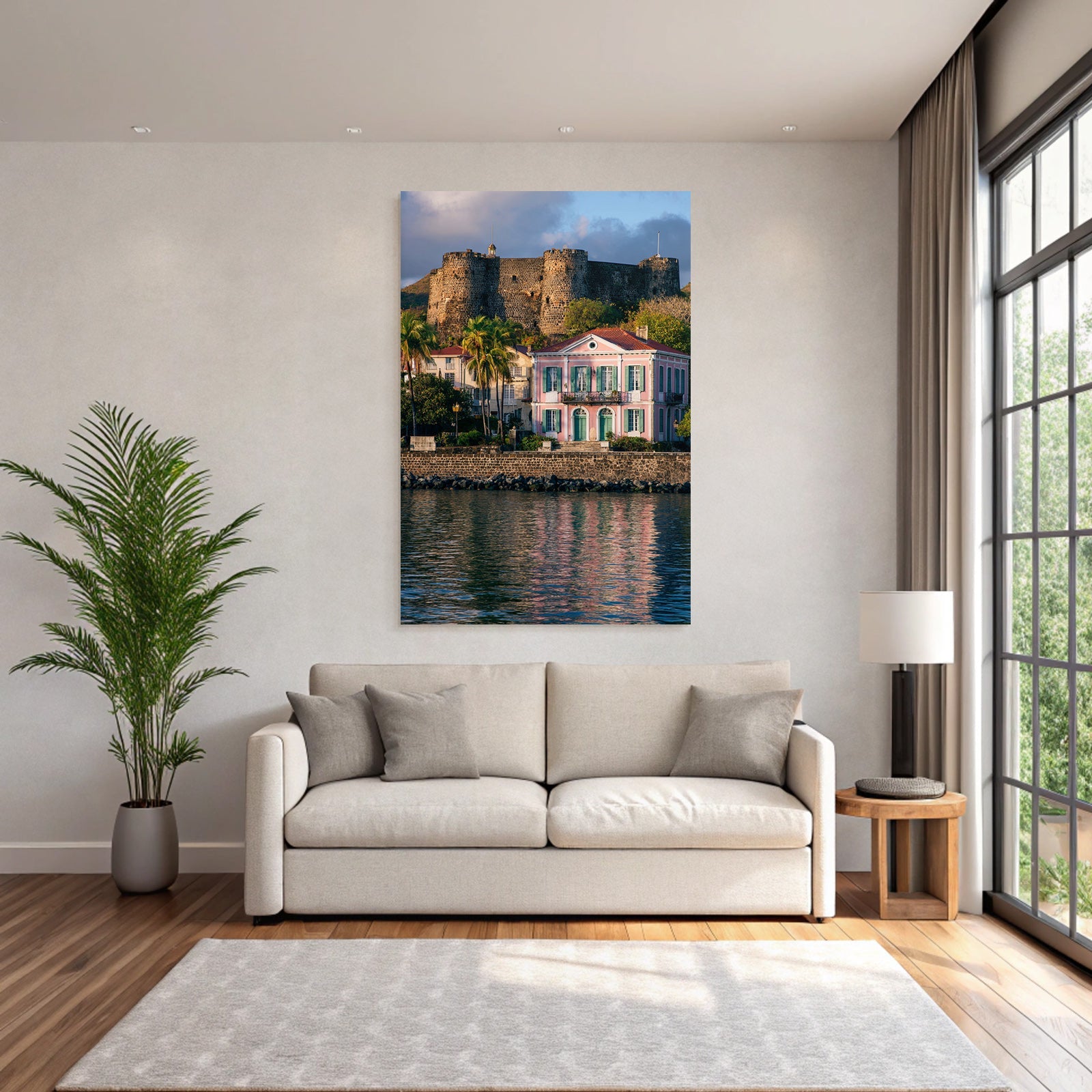 Inselwelt Karibik Pastellhaus Und Historische Festung Am Wasser