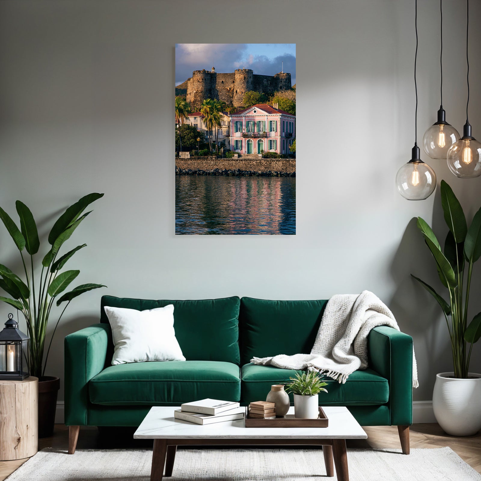Inselwelt Karibik Pastellhaus Und Historische Festung Am Wasser