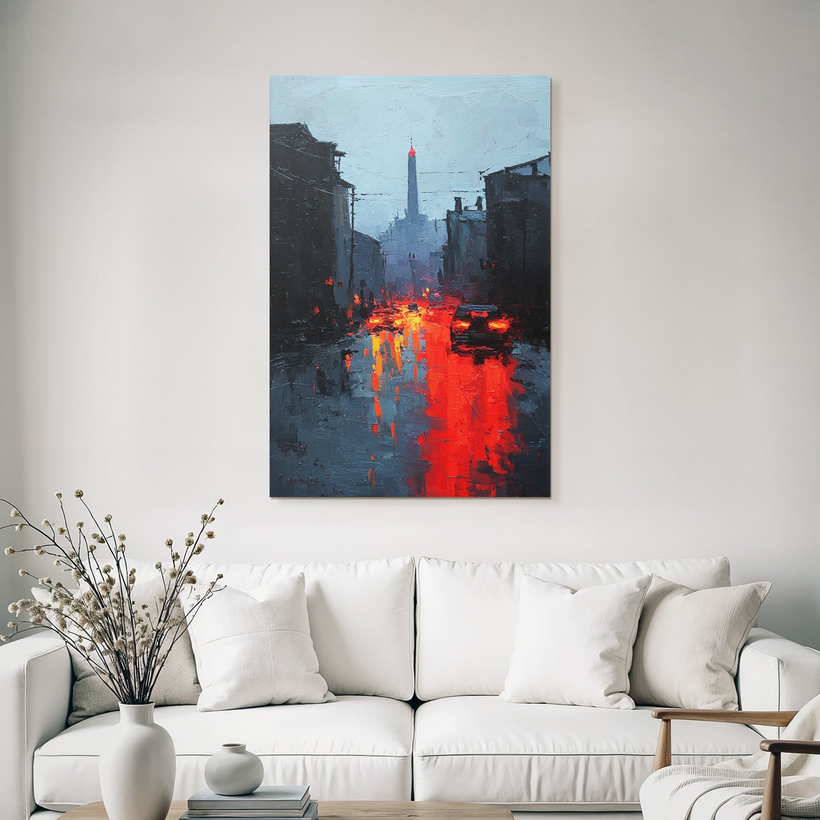 Dunstige Stadtszene Im Regen