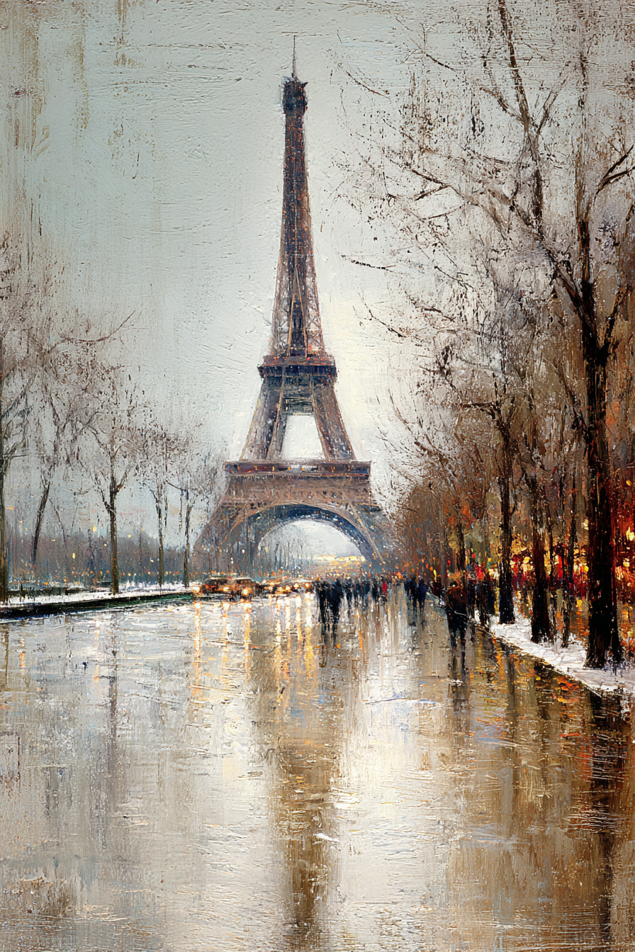 Eiffelturm An Regnerischem Wintertag In Paris | Staedtekunst | Laender und Reisen