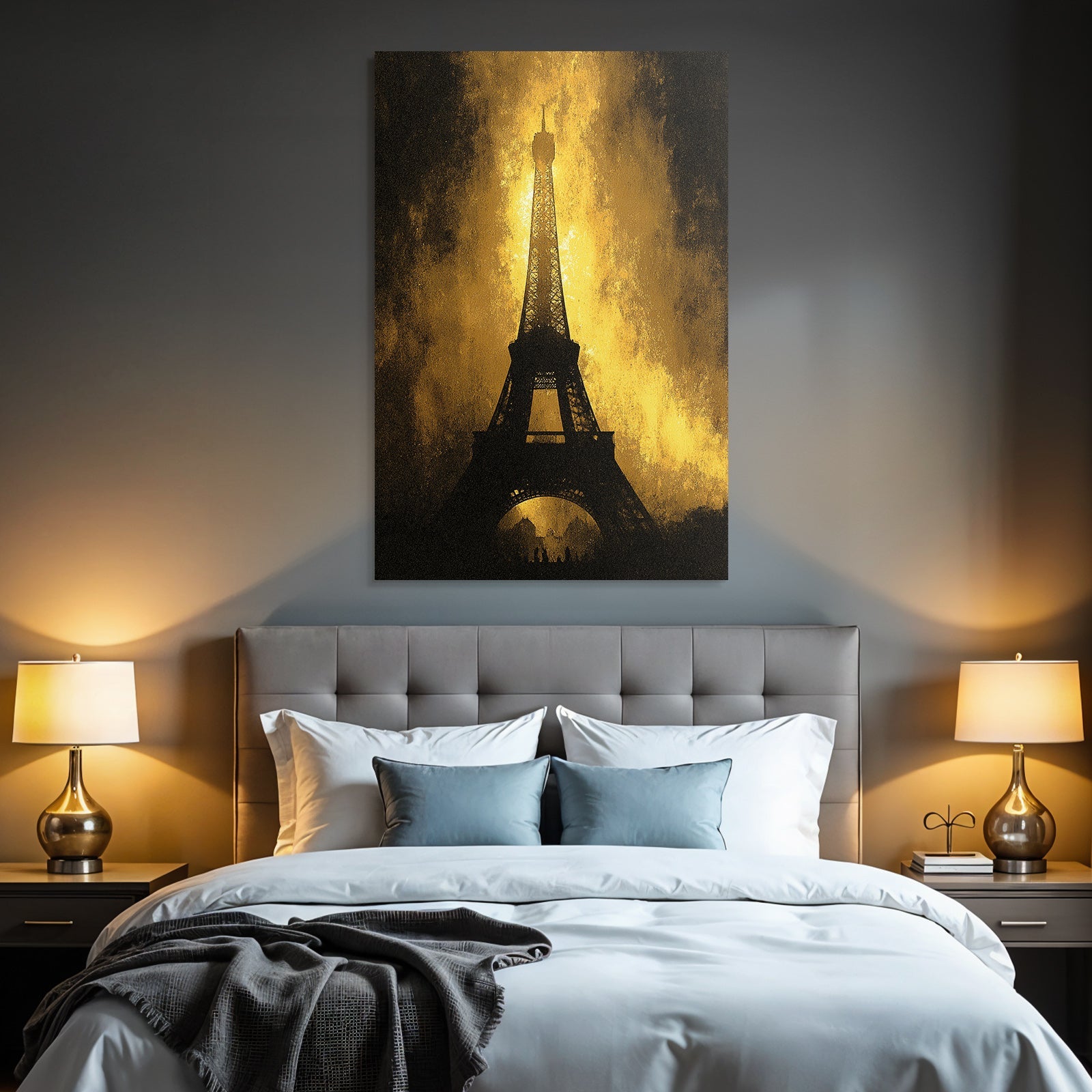 Eiffelturm Dramatische Goldene Silhoütte Kunst