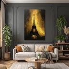Eiffelturm Dramatische Goldene Silhoütte Kunst