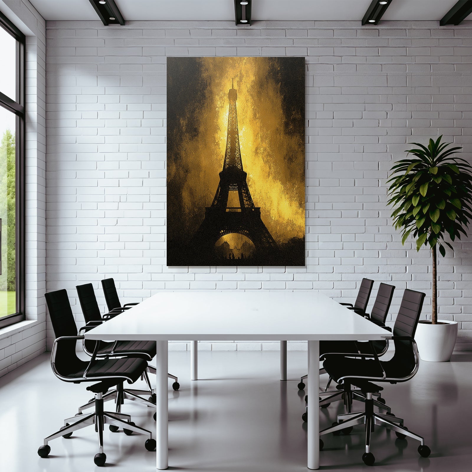Eiffelturm Dramatische Goldene Silhoütte Kunst