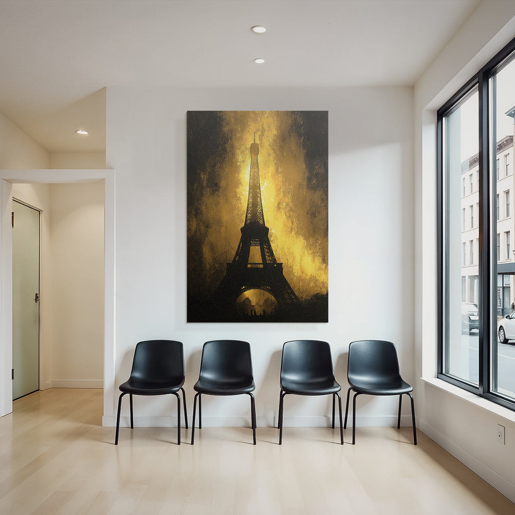 Eiffelturm Dramatische Goldene Silhoütte Kunst