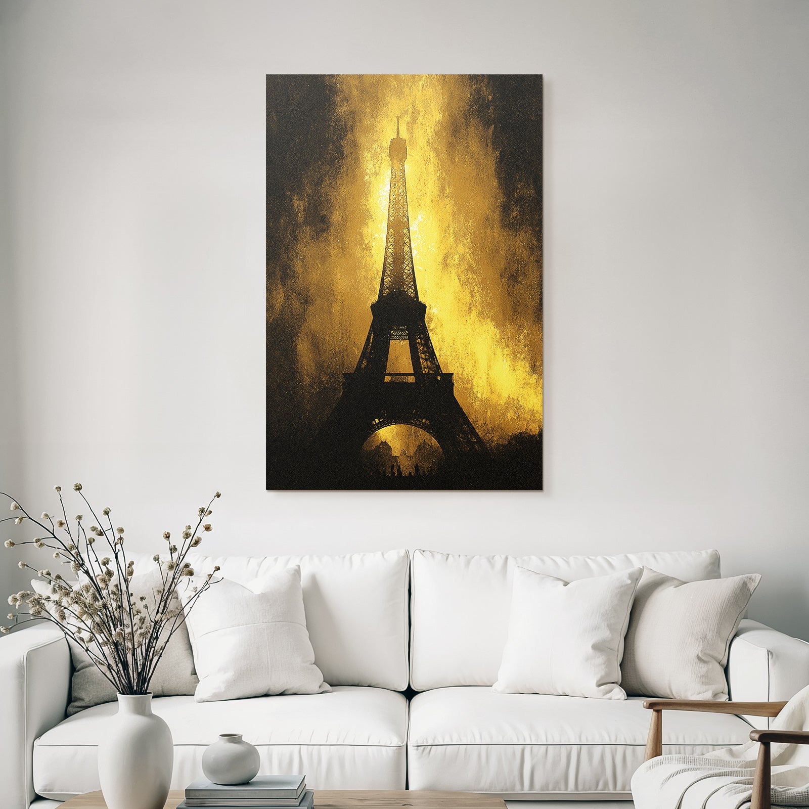 Eiffelturm Dramatische Goldene Silhoütte Kunst