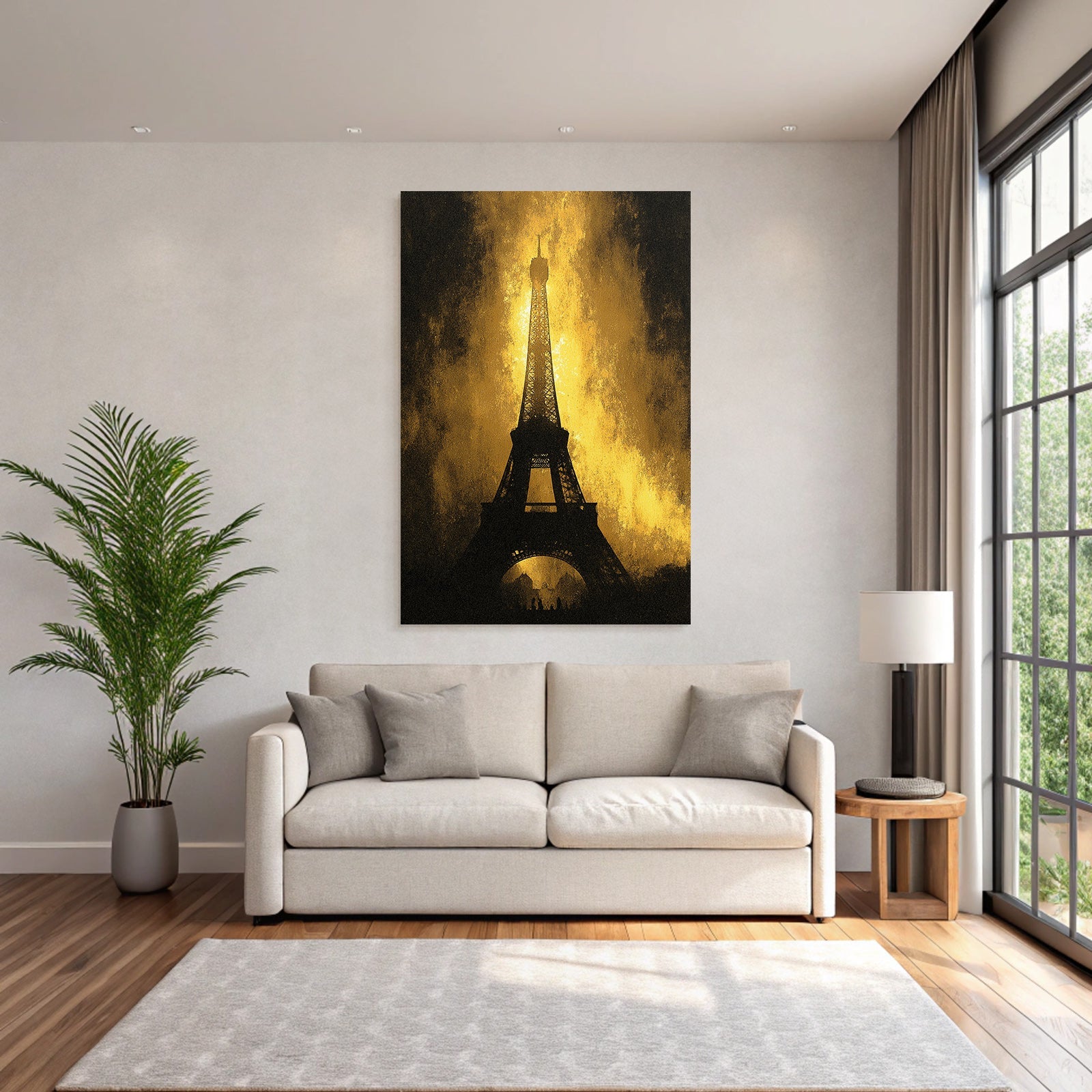 Eiffelturm Dramatische Goldene Silhoütte Kunst