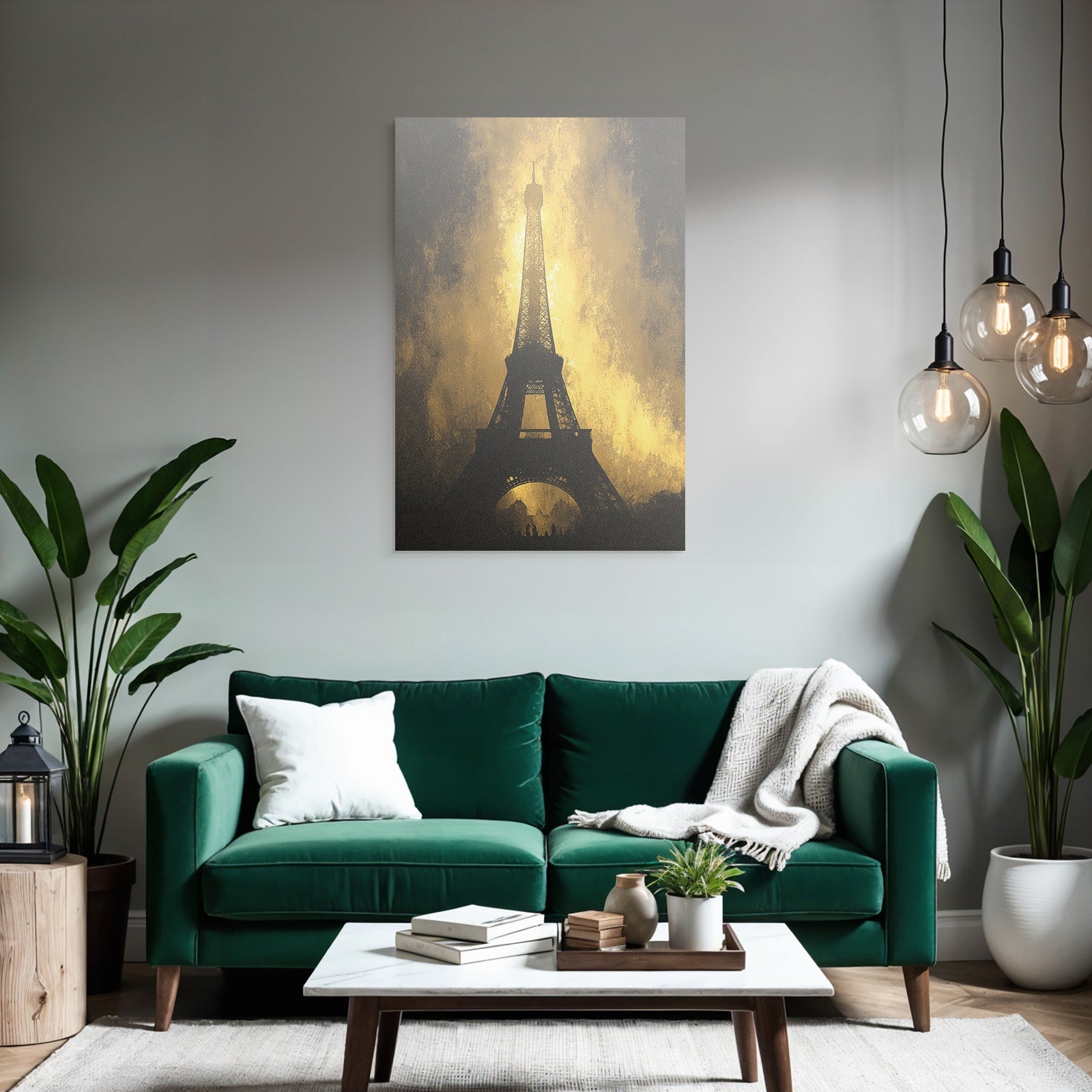 Eiffelturm Dramatische Goldene Silhoütte Kunst