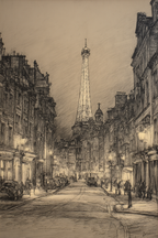 Nachtstrasse In Paris Mit Eiffelturm Und Oldtimern | Staedtekunst | Laender und Reisen