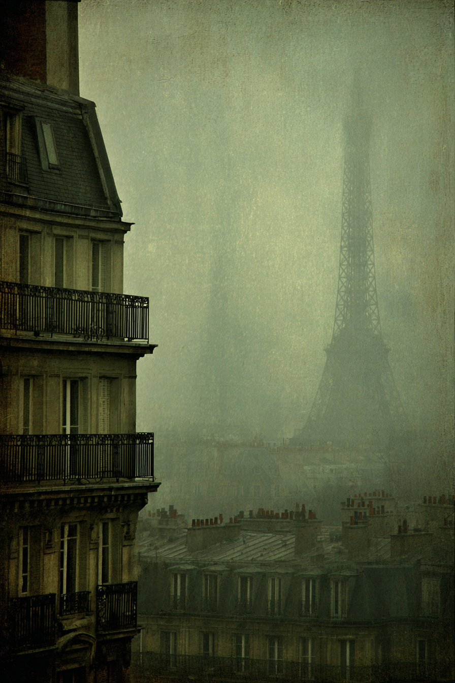 Paris Nebelstimmung Mit Eiffelturm Silhoütte | Staedtekunst | Laender und Reisen