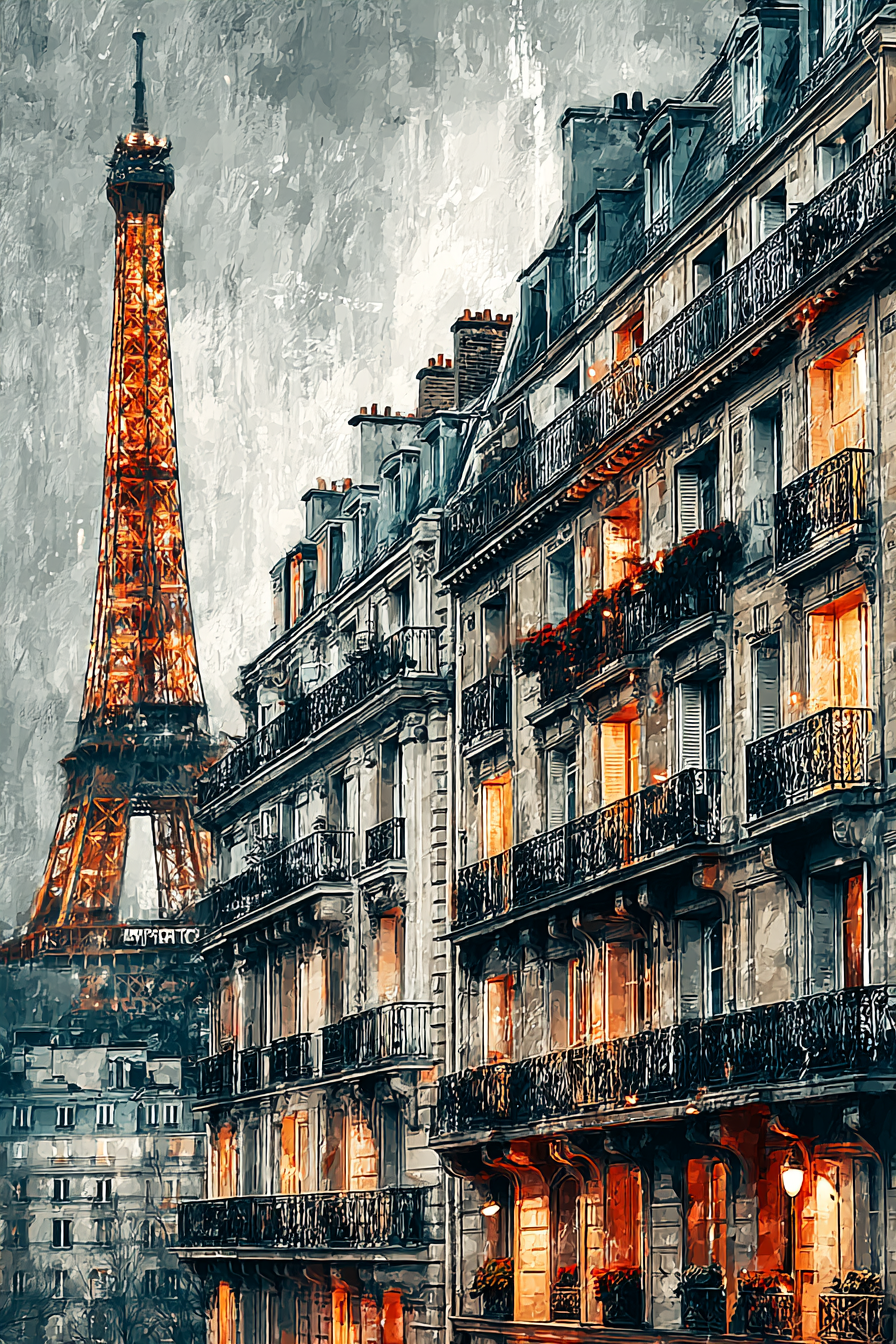 Paris Stadtbild Mit Eiffelturm Und Französischen Hausfassaden | Staedtekunst | Laender und Reisen