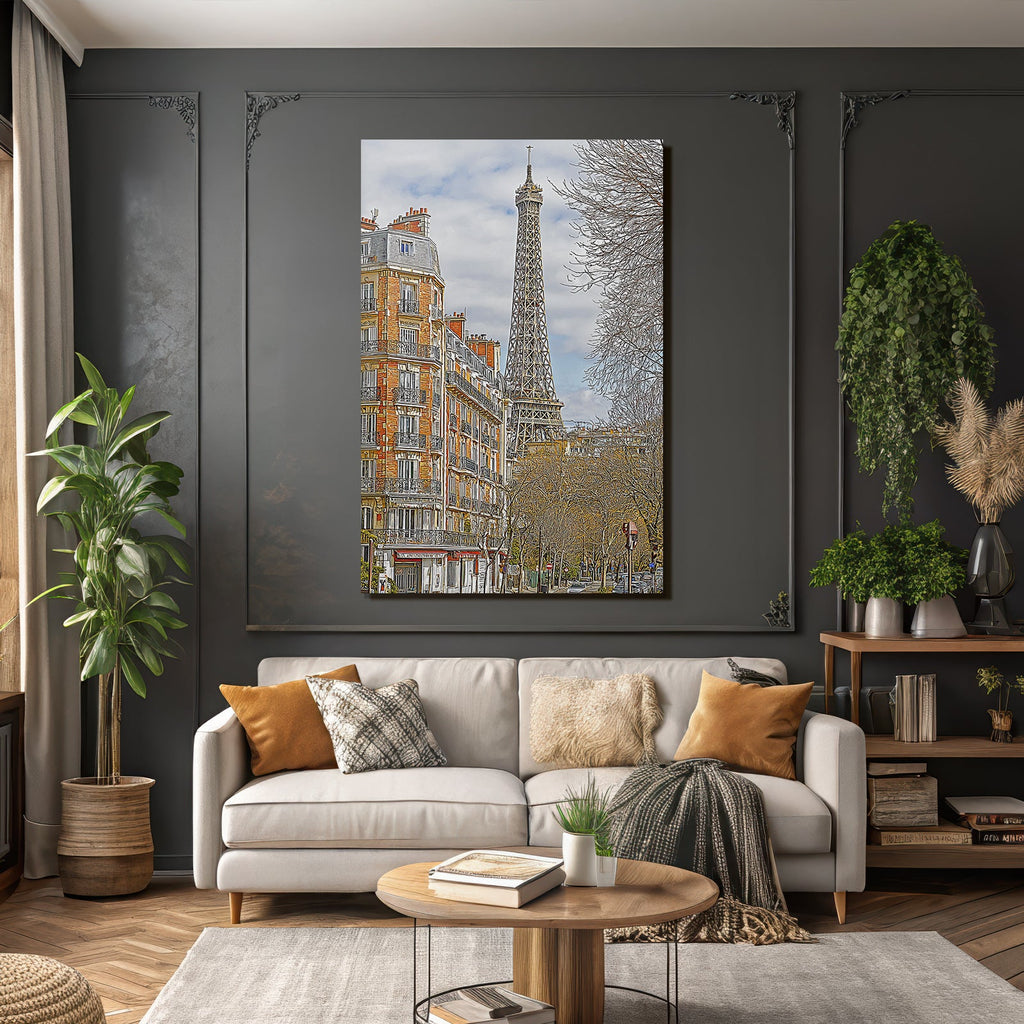 Pariser Strasse Mit Eiffelturm
