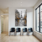 Regennasse Paris Strasse Mit Eiffelturm Im Abstrakten Stil