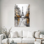 Regennasse Paris Strasse Mit Eiffelturm Im Abstrakten Stil