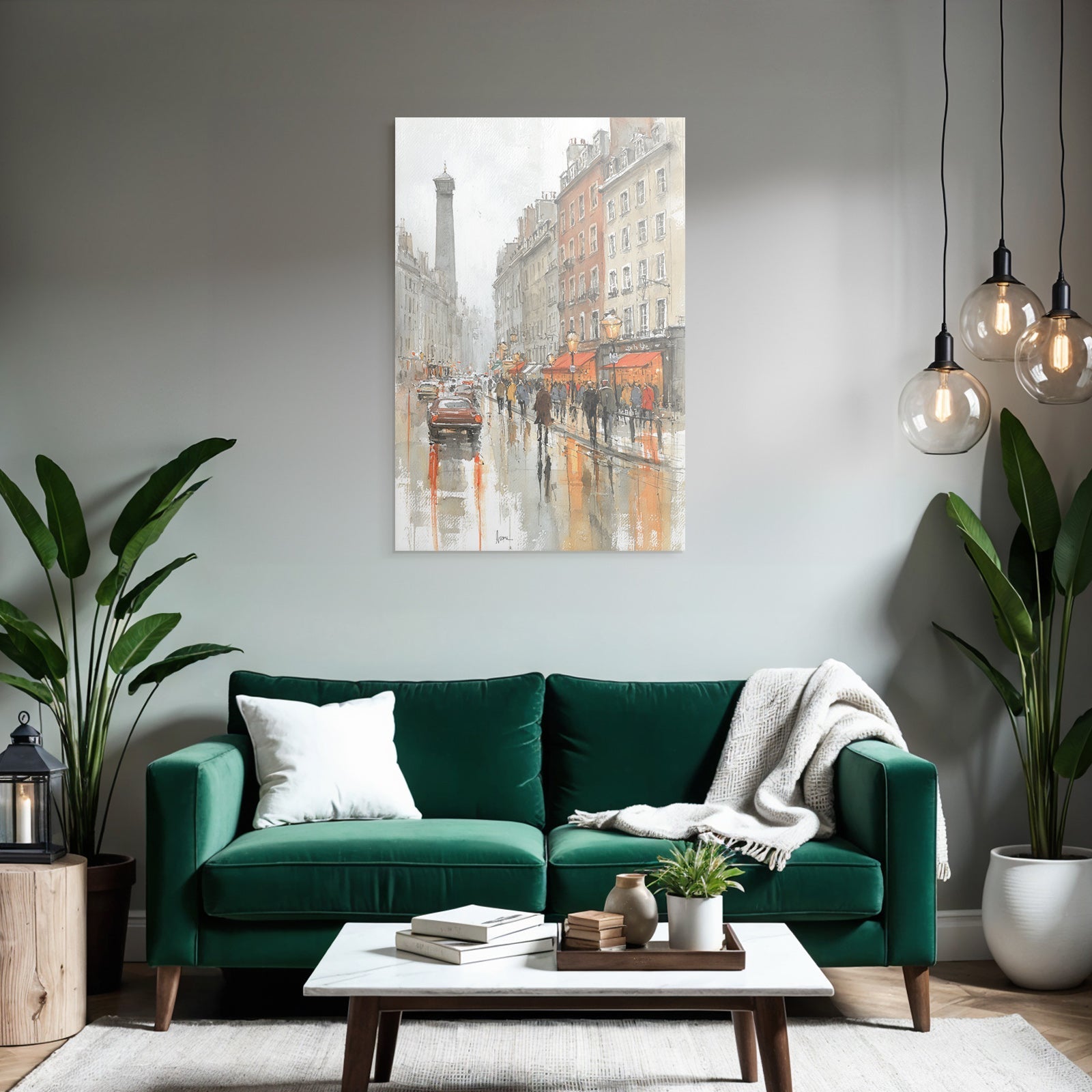 Regnerische Stadtstrasse Mit Auto Und Warmen Schaufensterlichtern Reflexionen