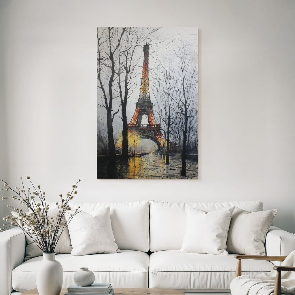Wasserfarbenbild Eiffelturm Im Abendlicht
