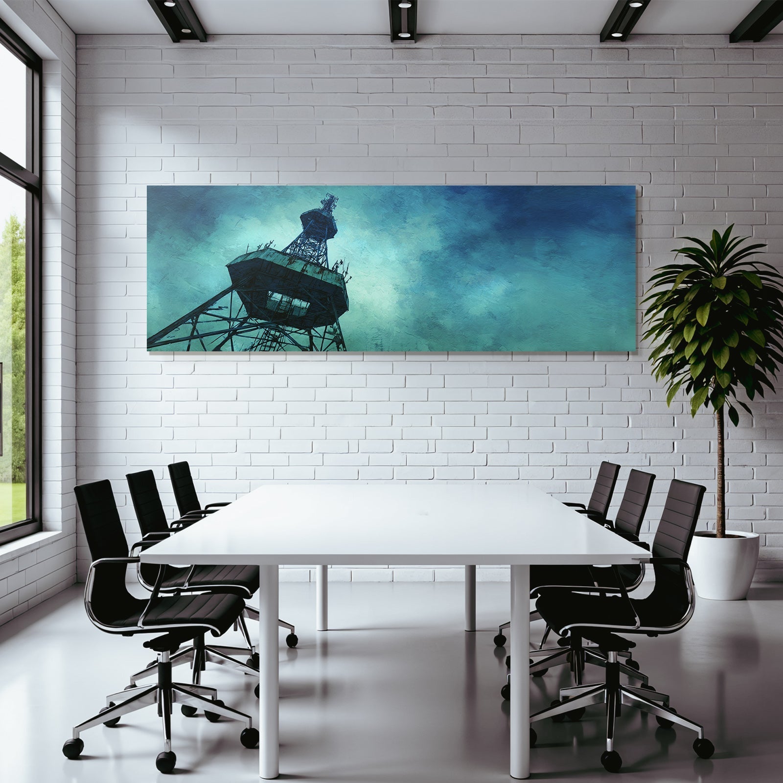Funkturm Im Dramatischen Blau Grünen Himmel