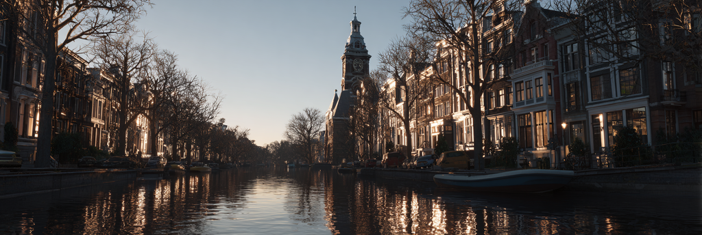 Gemütliche Grachtenszene In Amsterdam Im Goldenen Licht | Staedtekunst | Laender und Reisen