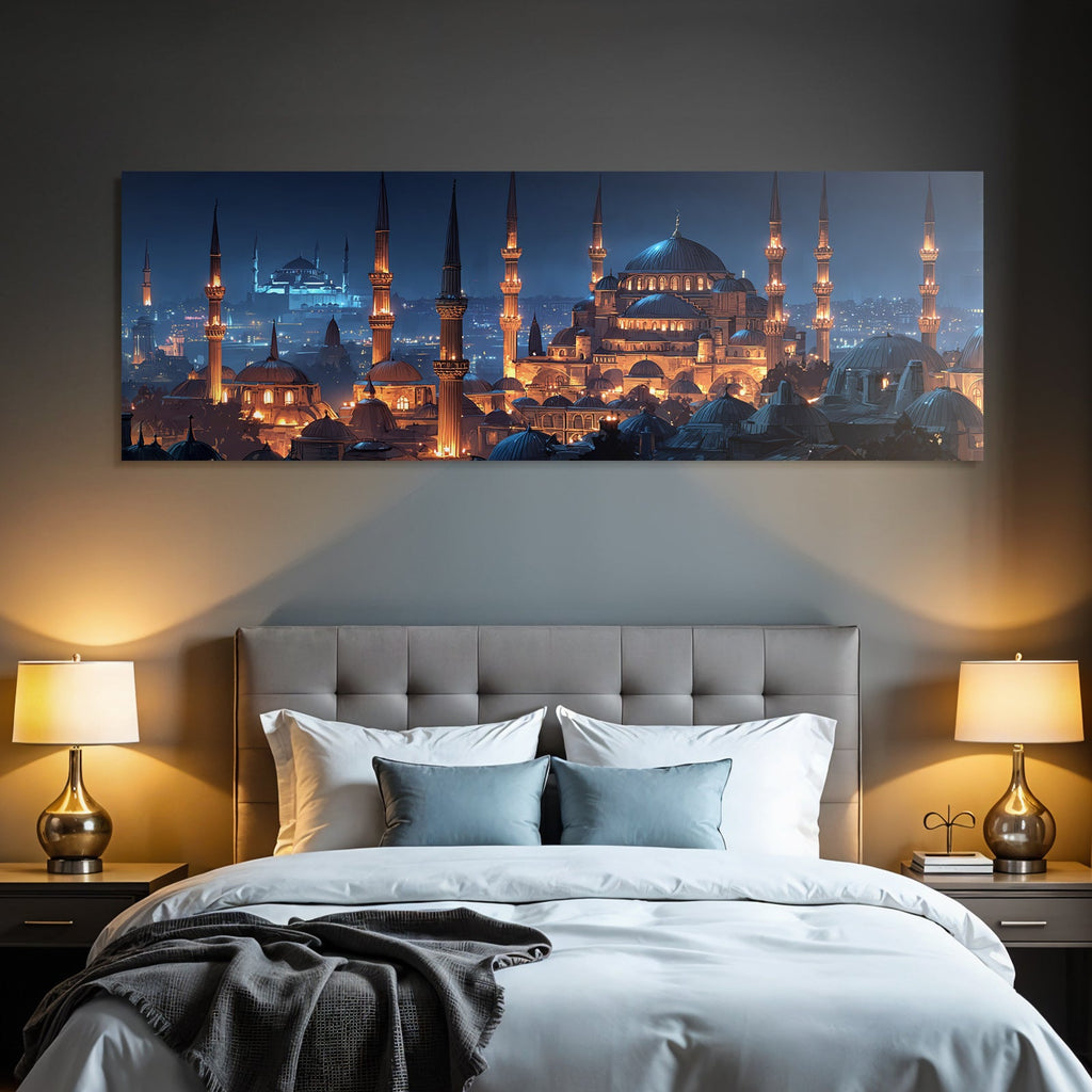 Istanbul Bei Nacht Mit Moscheen Und Minaretten Skyline