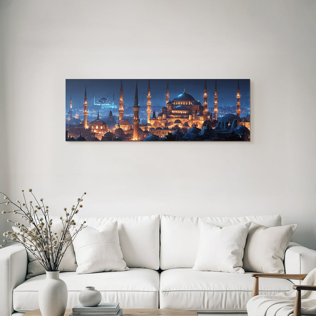 Istanbul Bei Nacht Mit Moscheen Und Minaretten Skyline