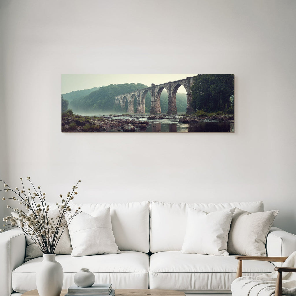 Malerische Steinbrücke Mit Morgennebel