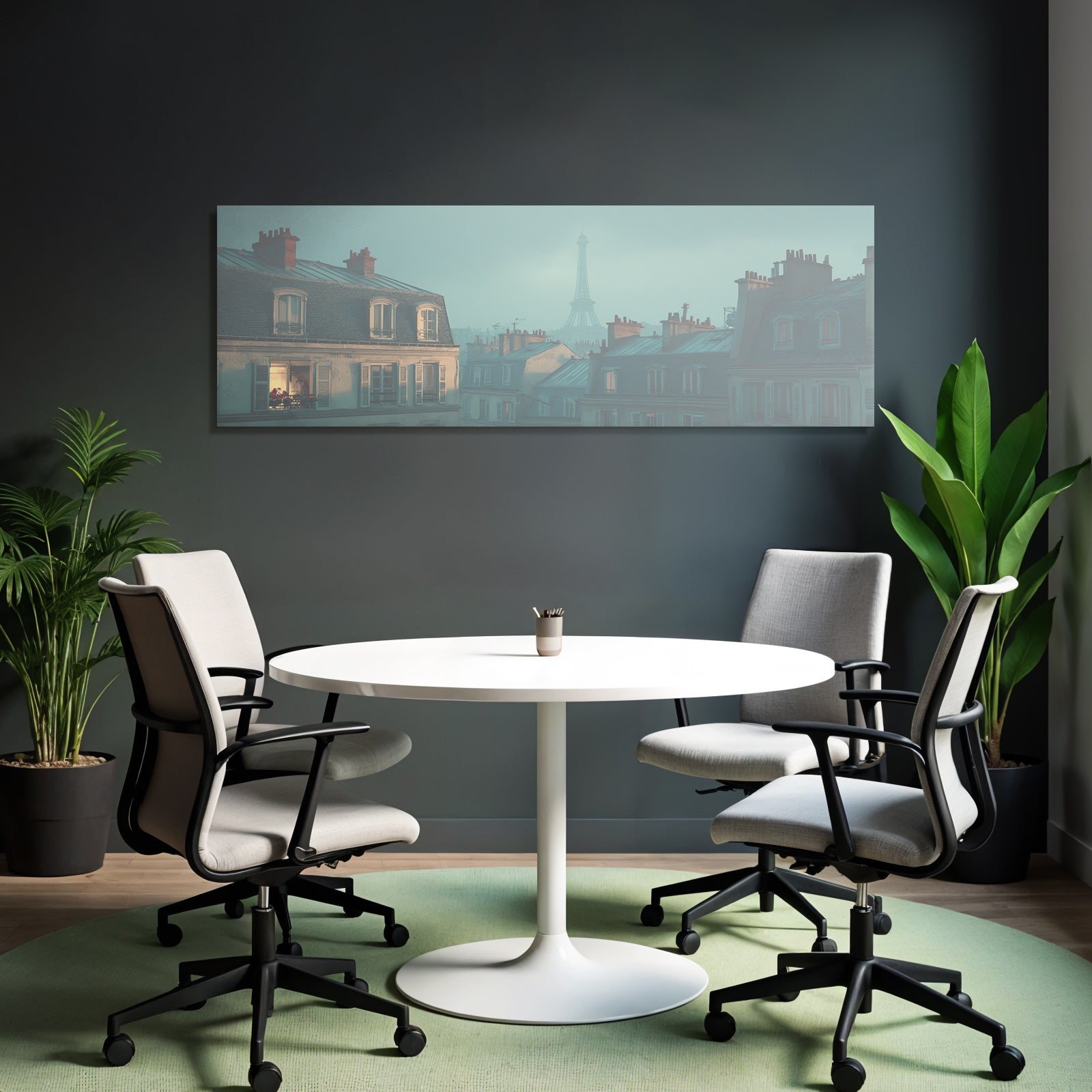 Pariser Dachlandschaft Mit Eiffelturm Und Warmem Fensterlicht