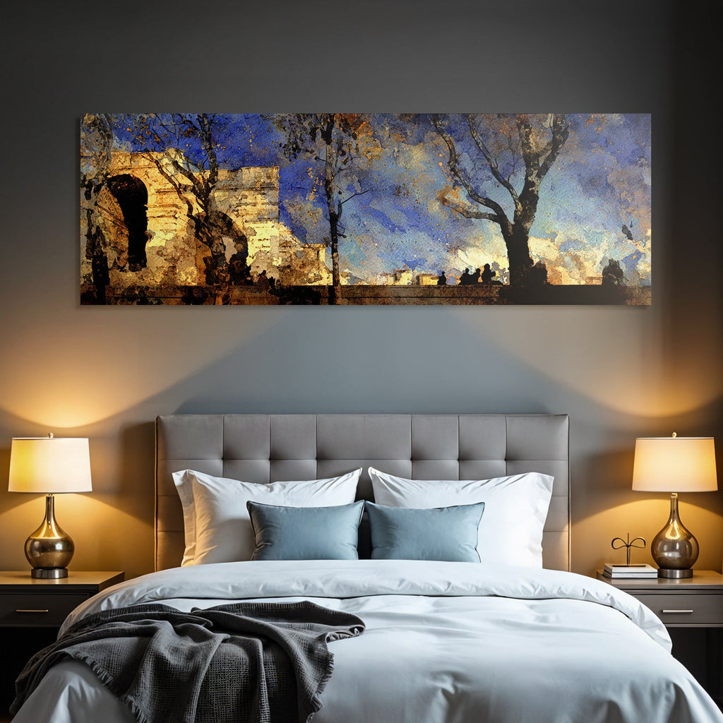 Traumhafte Landschaft Mit Bäumen Torbogen Und Figuren