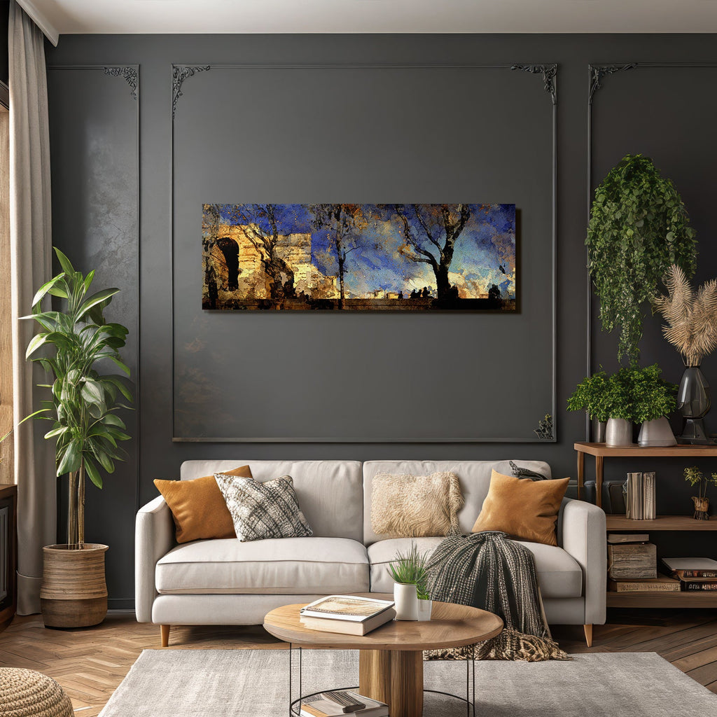 Traumhafte Landschaft Mit Bäumen Torbogen Und Figuren