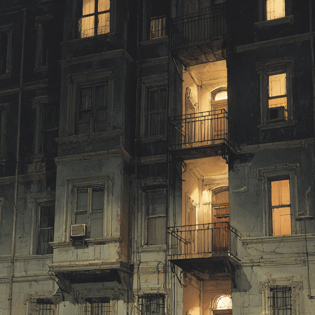 Altes Wohnhaus Fassade Bei Nacht | Staedtekunst | Laender und Reisen