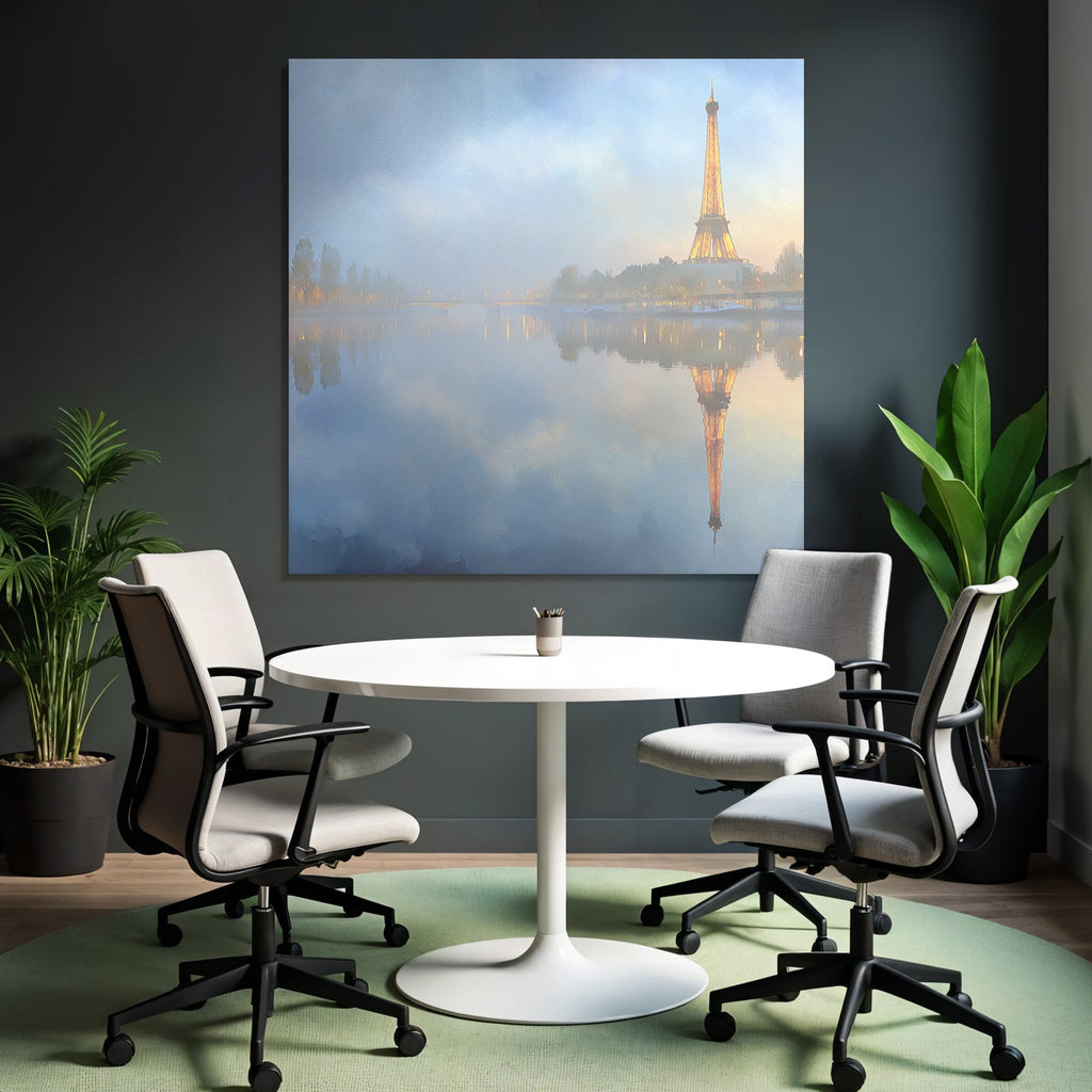 Eiffelturm Am Seineufer Mit Spiegelung
