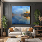 Eiffelturm Am Seineufer Mit Spiegelung