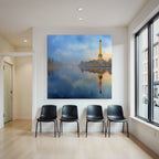 Eiffelturm Am Seineufer Mit Spiegelung